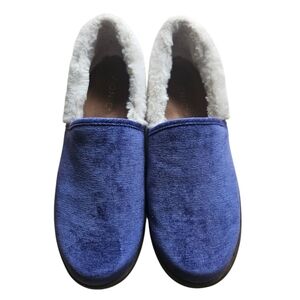Vionic Clare Cozy Collar Slippers Orthotic Arch Support Blue Sz 9